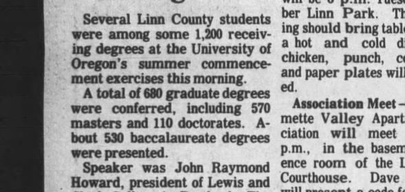 Clipping from Albany Democrat-Herald